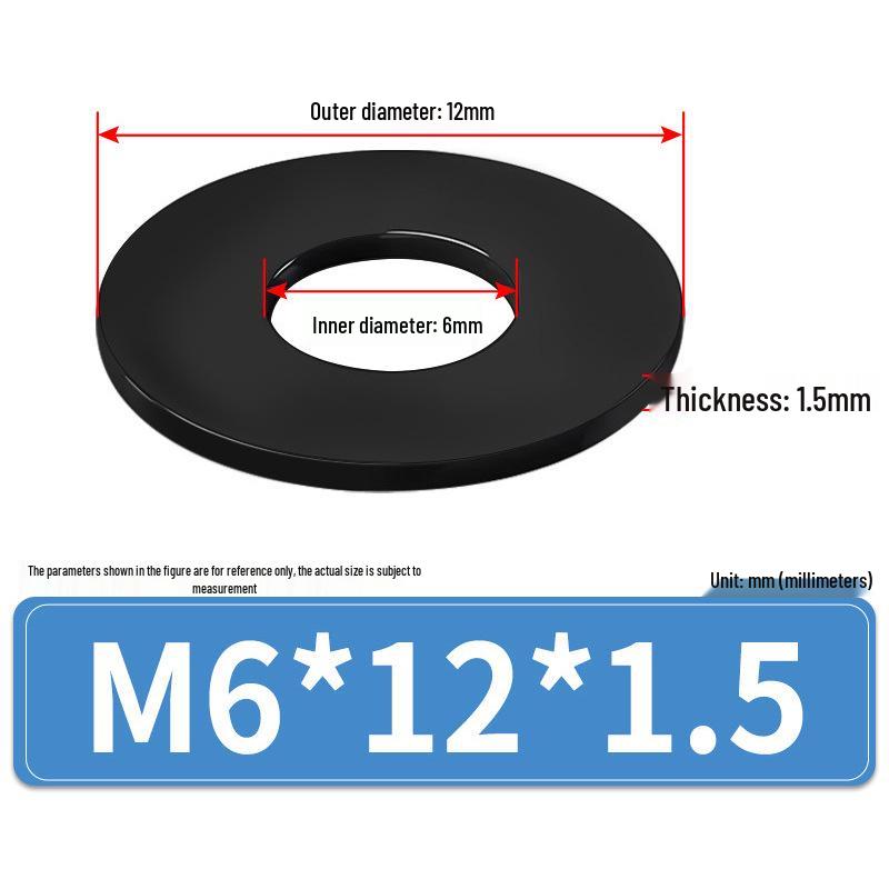 8.8 Grade Black Hardened High-Strength Oversized Flat Metal Spacer Washer (M2-M8)