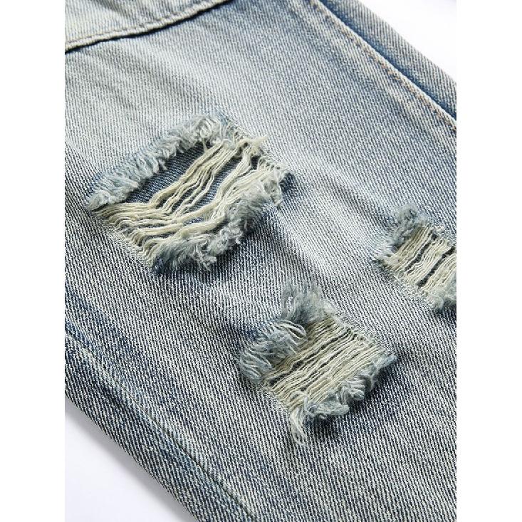 2024 Новые джинсы для мотоциклистов Мужские джинсы с вышивкой до колена Мужские брюки — фото 4