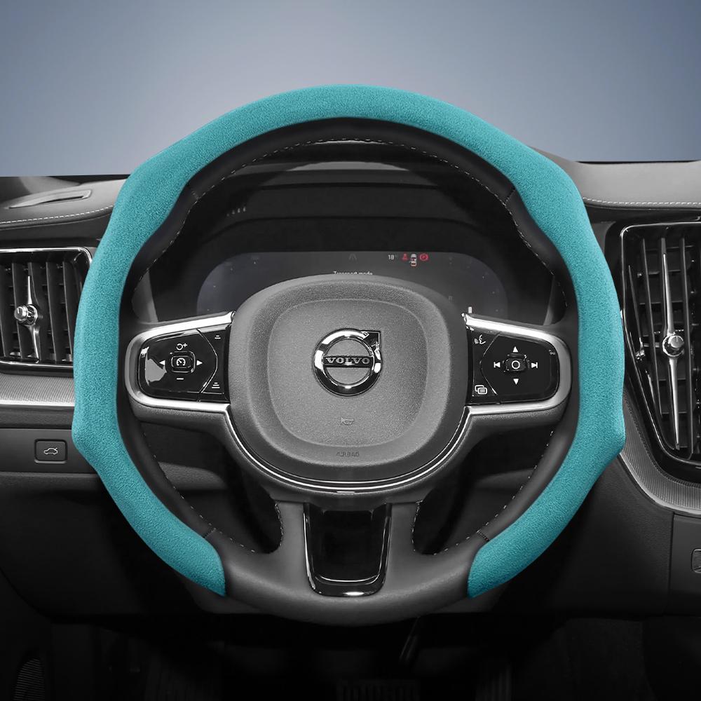 Suitable for Volvo Premium Suede Snap-On Steering Wheel Cover Anti-Slip Durable Xc60 Xc40 Xc90 S90 V60 S60 C40 Recharge V90 Cc Excellence V40 V70