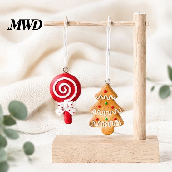 Christmas Tree Decorations 4 Pcs Gingerbread Ornaments, Candy Cane, Tree, Lollipop, Decorative Pendants for Garlands Man Xmas Hanging Decoration Home