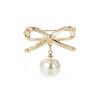 Elegant Simple Bow Brooches For Women Bowknot Pin Pearl Pendant Safety Lapel Pins Wedding Jewelry Body Accessories Creative Gift