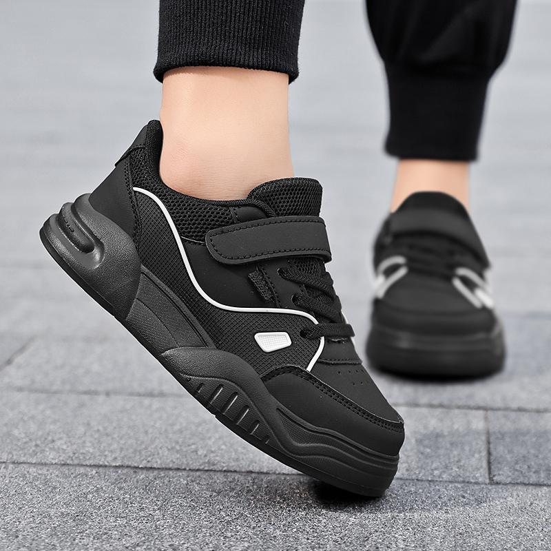 Children's Fashionable and Convenient Velcro Casual Sports Shoes Thick Soled Height Increasing Casual Board Shoes White Shoes