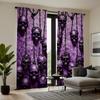 Purple Gothic Skull Chain Curtains Pocket Rod Digital Print Polyester Bedroom Living Room All Season Decor Curtain Sheer For Sitting Made Of