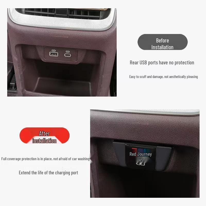 Compatible with 23 Hongqi H5 Models: Rear Seat USB Protective Dust Cover for Interior Enhancement.