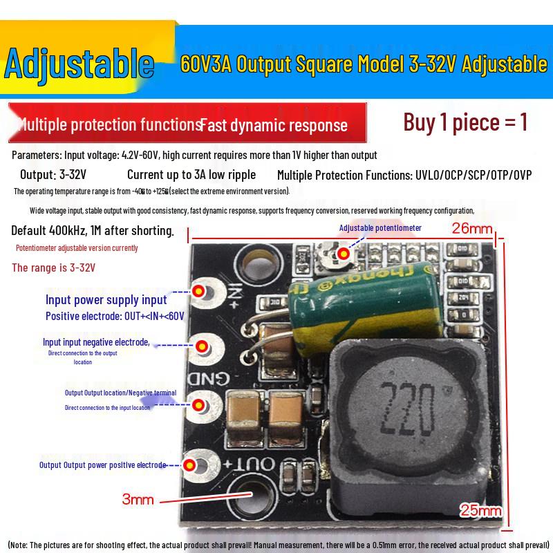 Modulo Convertitore Buck DC-DC Regolabile LM2596S: Regolatore di Tensione ad Alta Potenza da 24V a 12V, 5V, 3.3V