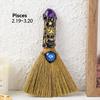 Magic Broom Decoration Props Ornaments Amethyst Crystal Love Heart Magic Broom Gem Crafts Home Decoration Witch Broomstick Gift