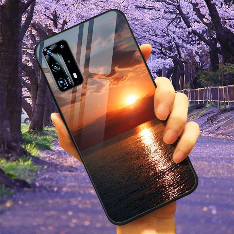 For Huawei P40 Lite / P40Pro Case P 40 Tempered Glass Starry Marble Hard Back Cover for Huawei P40 Pro / P40Lite E Cases Coque