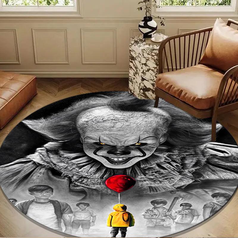 Scary Clown Horror Round Rug for Livingroom,Bedroom, Palyroom, Chair Rug, Area Rug, Circle Carpet, Large Size Fan Christmas Gift