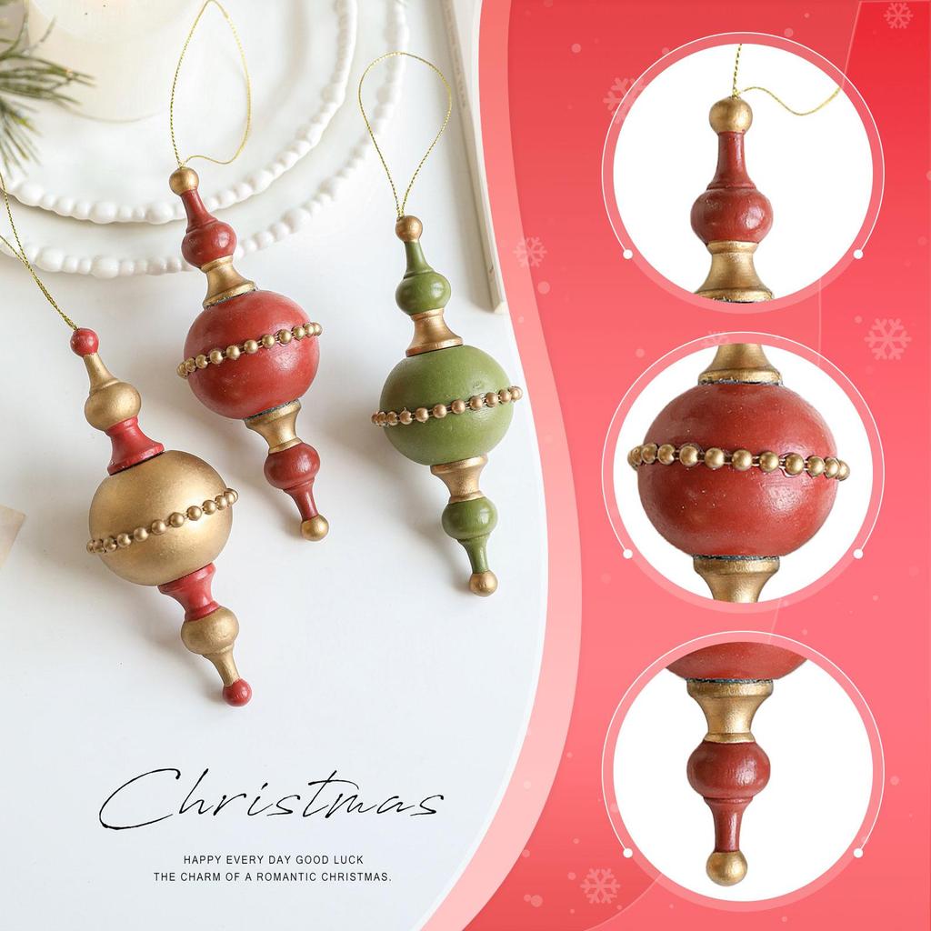 Christmas Tree Ball Ornament, Shiny Wooden Shatterproof Tree Ball Pendants, Xmas Hanging Decoration for New Year Anniversary