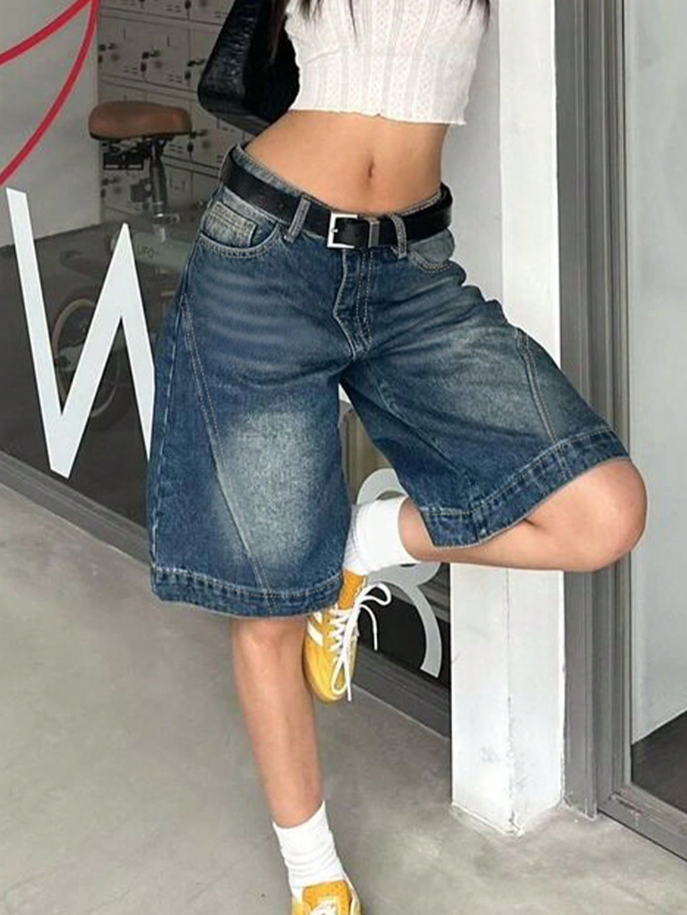 Rose Beauty A WomenY2K Street Vintage Washed Slant Pocket Cat Whiskered Trendy Edge Style — фото 5