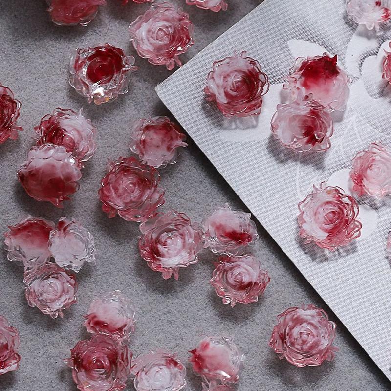 50Pcs 3D Resin Flowers Nail Art Charms Accessories Rose Camellia Nail Decor Diy Nails Decoration Materials Manicure Salon Supply