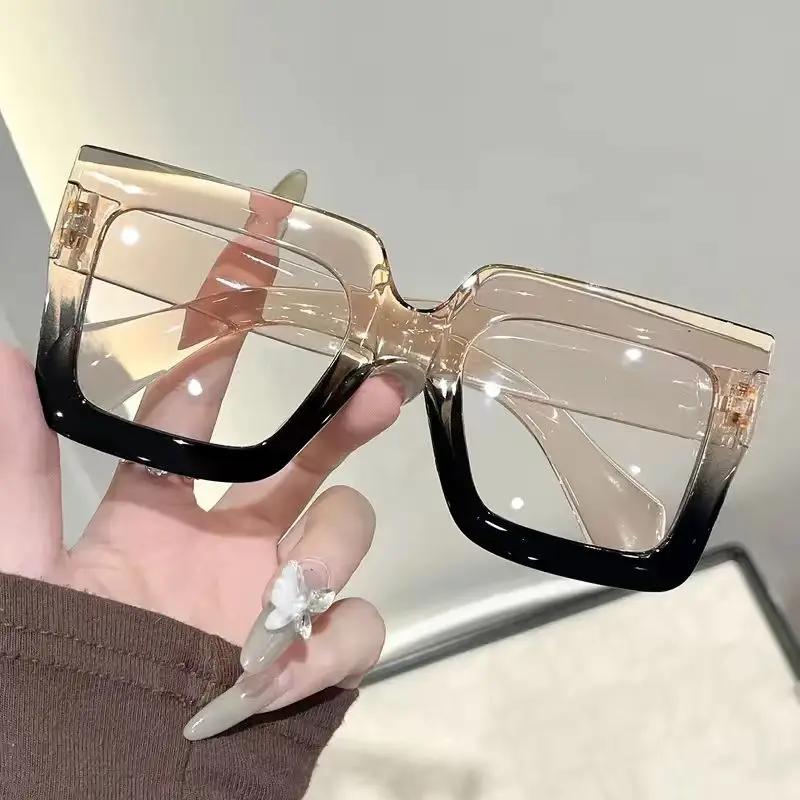 1Pc Women's Retro Fashion Geometric Glasses with Transparent Lenses, Suitable for Casual Daily Life, Reading, Decoration and Gif