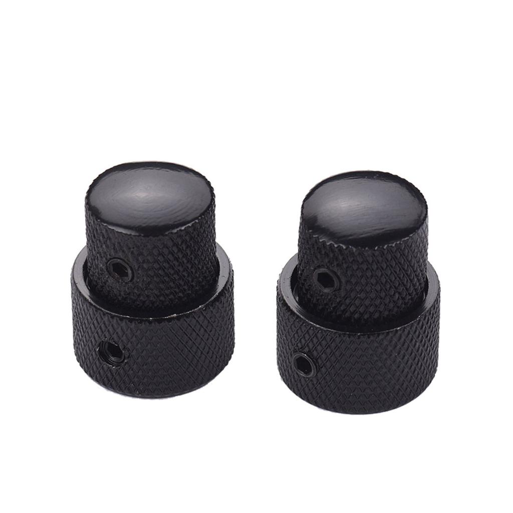 2 Sets Dual Concentric Stacked Control Knobs for Electric Bass Guitars Silver Color