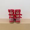 Winter Women Bow Fashion Rhinestone Mid-Calf Snow Boots New Design Genuine Cow Suede Leather Lady Long Boots Classic Warm Shoes