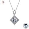 Conjunto Prata Esterlina S925 1ct Pingente Moissanite Geométrico Quadrado Micro Cravejado Colar de Diamantes Para Namorada Presente de Dia dos Namorados