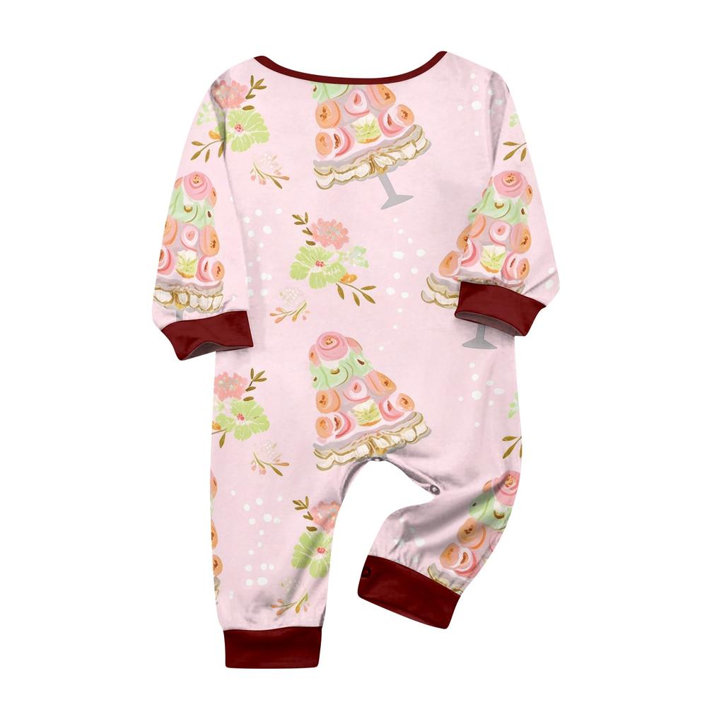Parent-Child Matching Christmas Print Long Sleeve Neck Loungewear Set with Long Pants