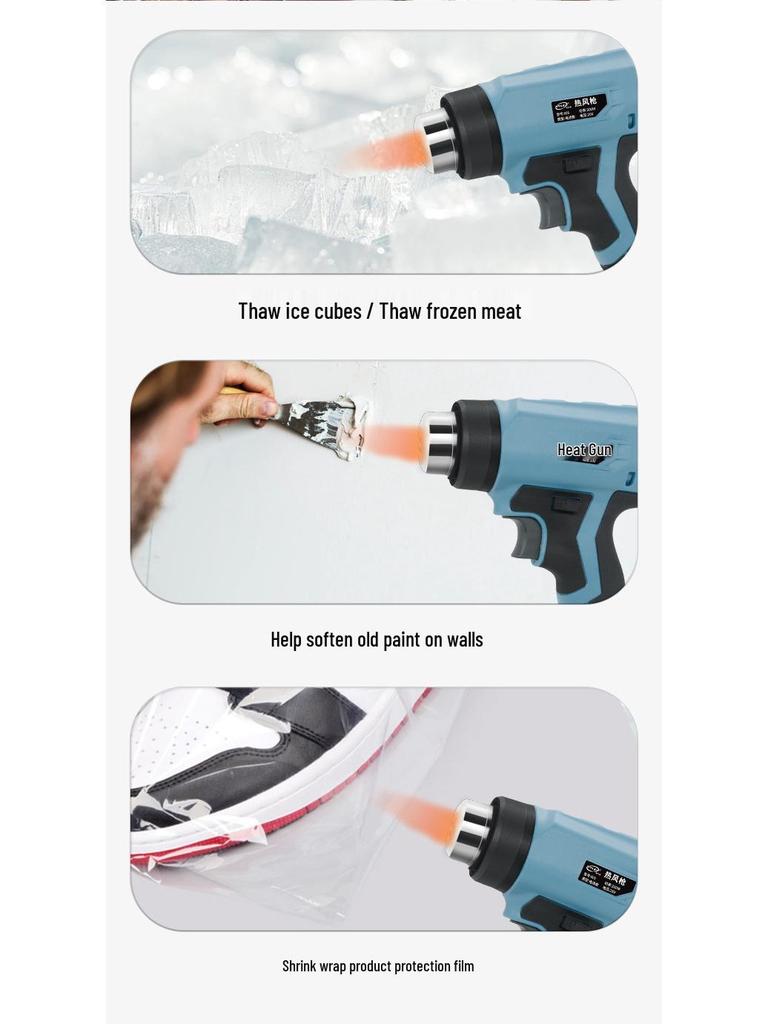 Cordless Lithium Battery Hot Air Gun for Heat Shrink Film, Car Stickers, Grout Sealing - Compatible with Makita, Milwaukee, DeWalt.