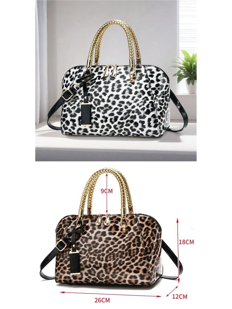 2025 Leopard Print Versatile Handbag: White & Khaki Crossbody Shoulder Bag for Women