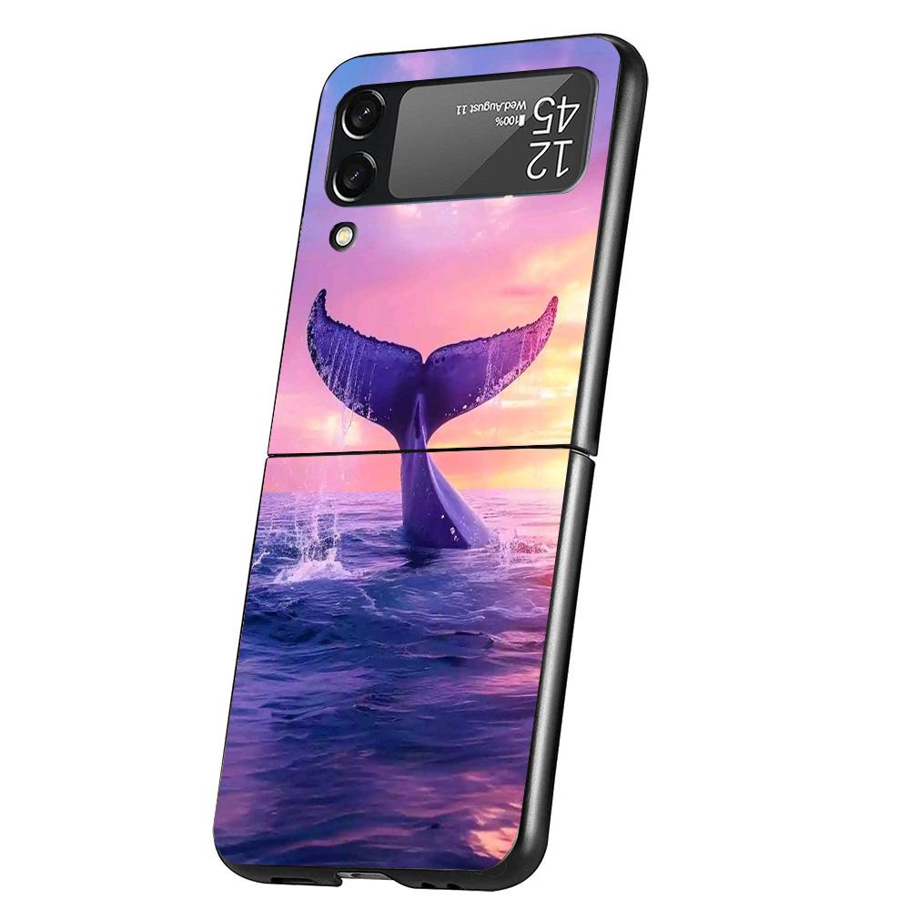 Humpback Whale Sea Giant Cover Phone Case For Samsung Galaxy Z Flip 7 6 5 4 3 5G Flip7 Flip6 Flip5 Flip4 Flip3 Black Fundas Shel
