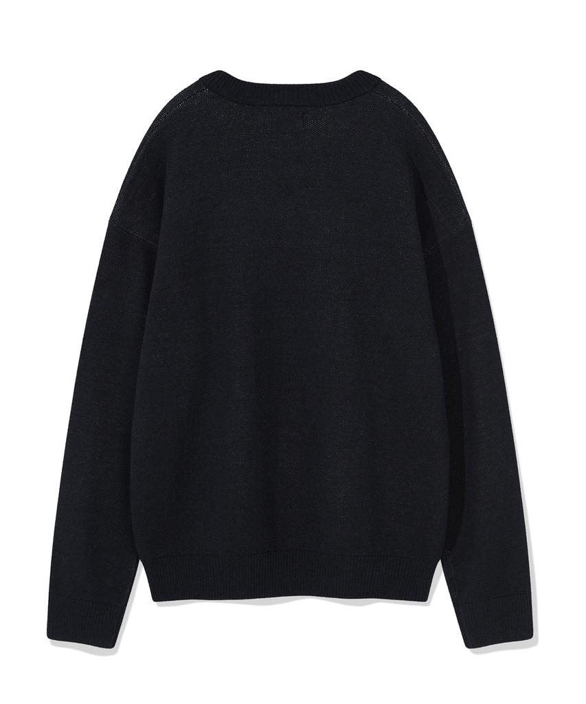 WACKY WILLY Lettering Pullover Sweater Navy