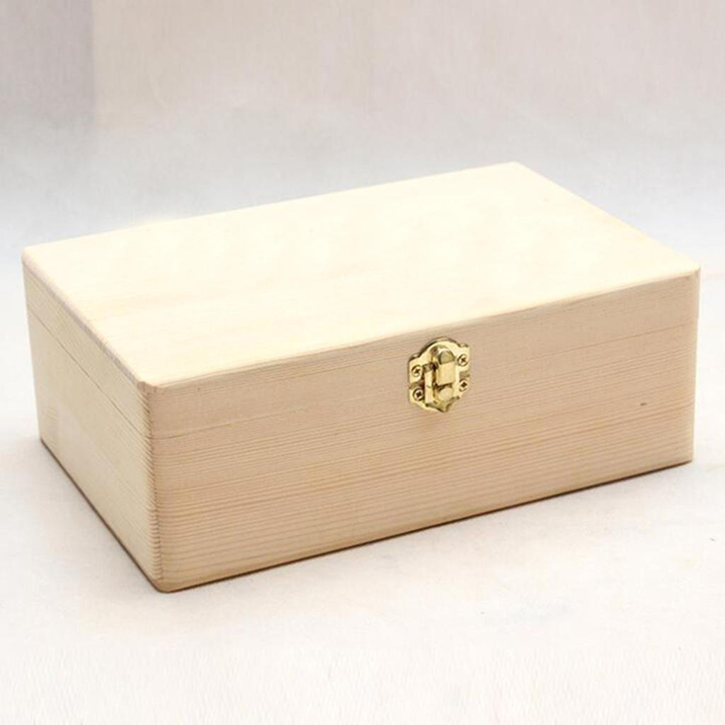 Home Storage Box Natural Wooden with Lid Golden Lock Postcard Organizer Handmade Craft Jewelry Case Wooden Box Casket