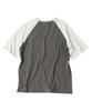 TRAVEL Curved Line Raglan Short Sleeve T-Shirt Charcoal