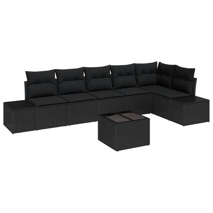 VidaXL Ensemble de canapé de jardin 7 pièces avec coussins Beige Rotin synthétique 3347093