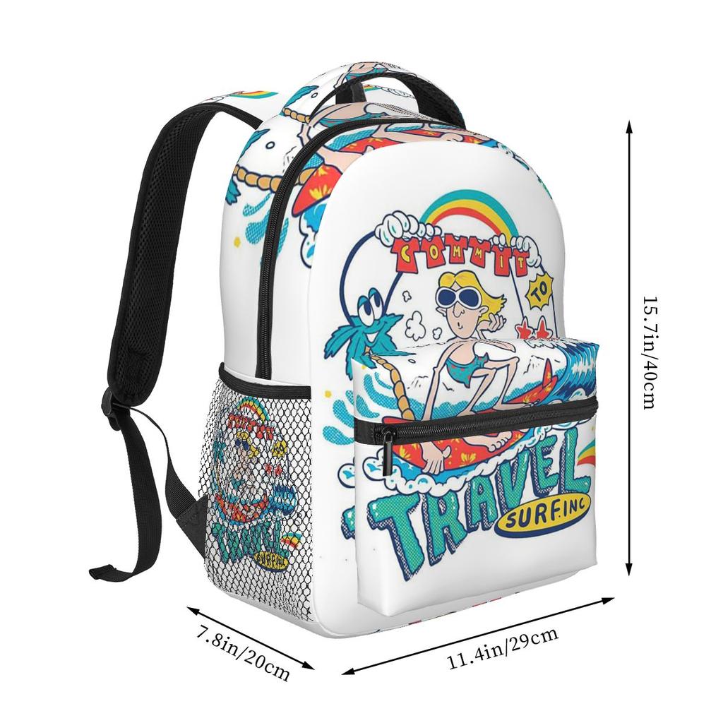 T And C Surf BITE EM BACK Town And Country Surf Hawaii Studentenrucksack Schultasche Tagesrucksack für Männer Frauen Bücherrucksack Umhängetaschen