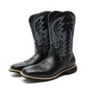 Cowboy Boots for Men Square Toe Western Boot Retro Classic Embroidered Pull On Boot Slip Resistant Boots Men's Comfor Faux Leather Mid-Calf Booties