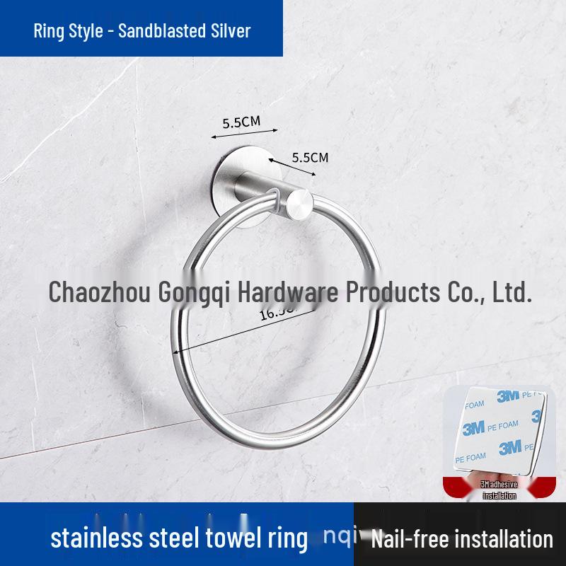 304 Stainless Steel Wall-Mounted Towel Ring for Bathroom, Kitchen, and Hotel Use
