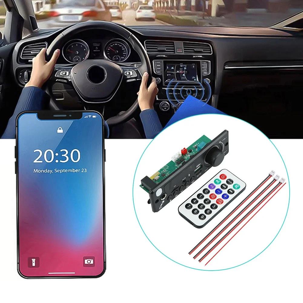 6W Amplifier Car FM Radio Module DC 5V Bluetooth-Compatible 5.0 Audio Module TF USB Audio MP3 Player Hands-Free Call with Remote