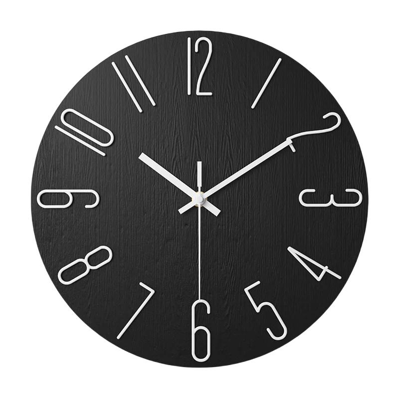 12 Inch Minimalist Decoration Wall Clock Living Room New Light Luxury Modern Simple Nordic Clock Hanging Wall Ins Hole Free