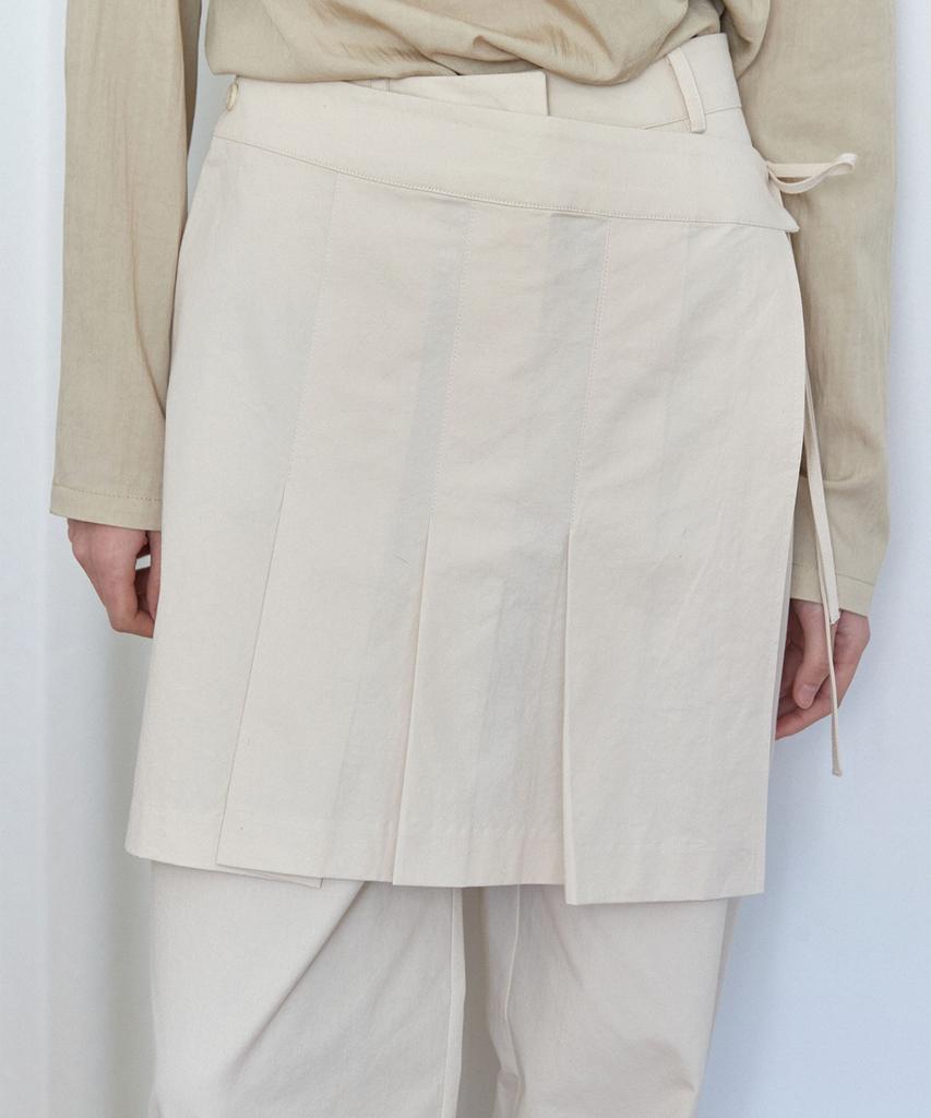 OURO Pleats Skirt Layered Pants [ Cream ]