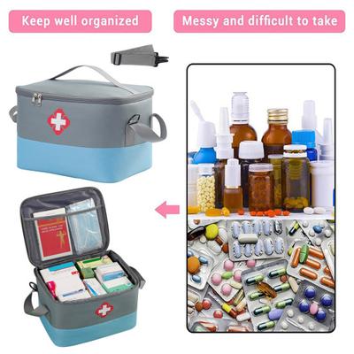 Aufbewahrungstasche für Pillendosen mit Griff, großes Fassungsvermögen, Reißverschluss, wasserdichtes Design, Medikamenten-Reisetragetasche