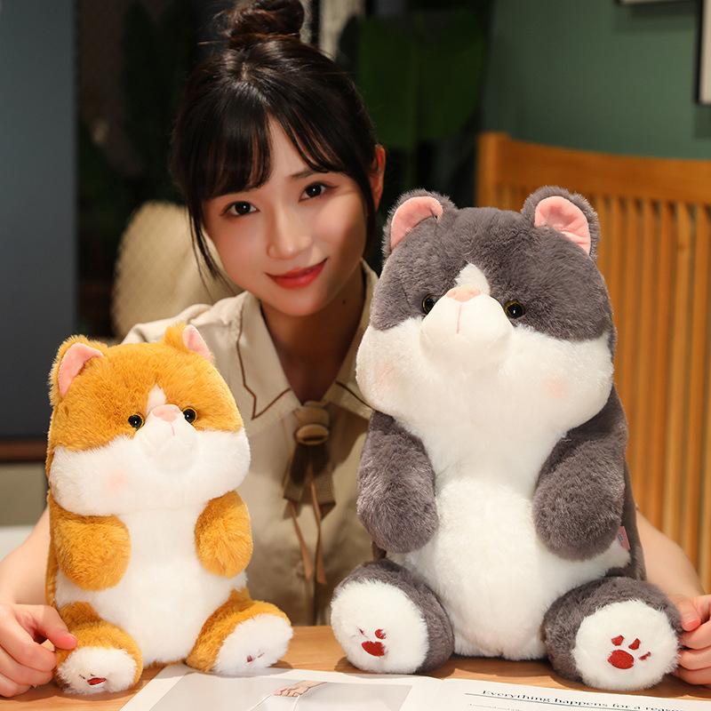 Cute Sitting Cat Plush Doll Soft Cute Orange Cat Throw Pillow Children'S Kitten Pet Doll Girl Birthday Gift