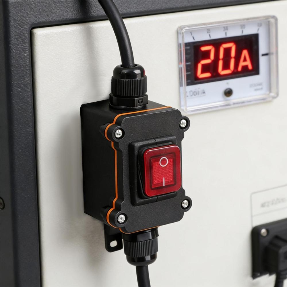 Waterproof Inline Rocker Switch Heavy Duty 20A 12V 220V Outdoor Feed Through Cord Switch for Garden Patio Light Boat Marine Tool