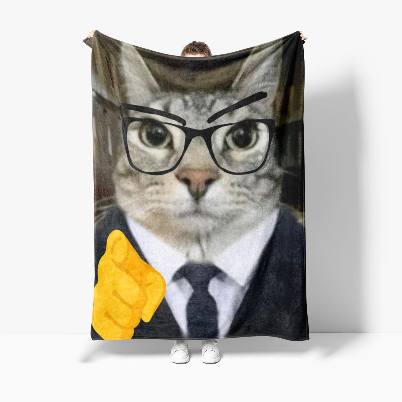 

Soft Flannel Kawaii Animal Throw Blanket - Funny Cat Meme, Versatile & Warm for Couch, Bed, Office, Camping | Perfect Gift for 75x90cm