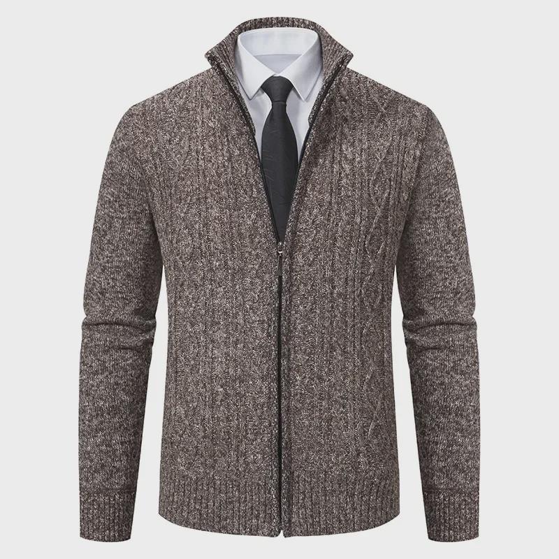 Men's Trendy Knitted Stand-Up Collar Sweater Cardigan - Autumn/Winter Warmth