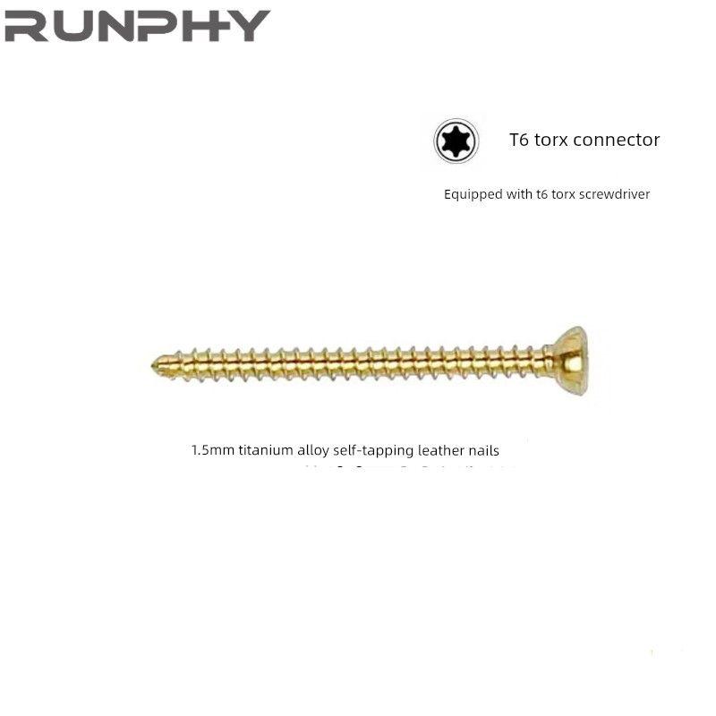 Alps Small Size 1.5mm Titanium Alloy Cortical Bone Self-Tapping Screw T6 Plum Blossom Orthopedic Animal Pet Titanium Skin Nail 1.5 X 22mm