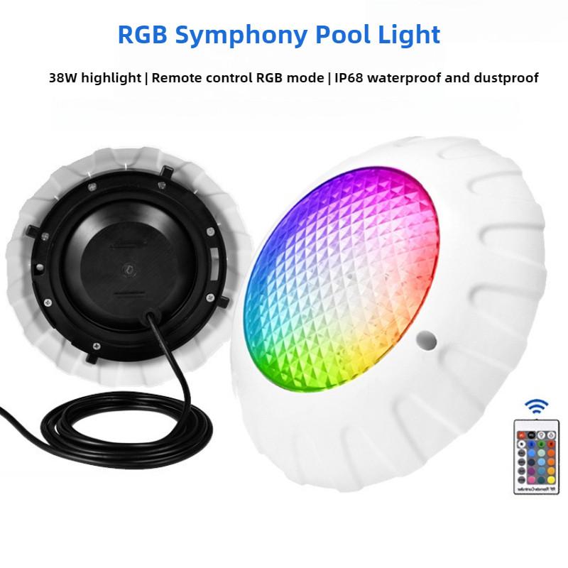 38W Romantic RGB Symphony Pool Lights Waterproof Wall Mounted Lamp Wireless Remote Control Landscape LED Underwater Lights