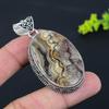 Laguna Lace Agate Gemstone 925 Sterling Silver Gift Jewelry Pendant 2.48"