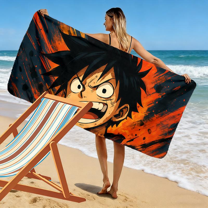 One Piece Anime Epic Illustration Print Beach Towel, Large Soft Quick Dry Towel for Beach Camping Swimming