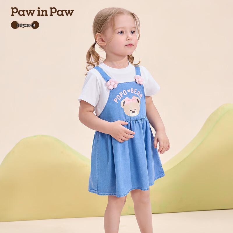 PawinPaw Cartoon Bear Baby Girl s Denim Dress 130