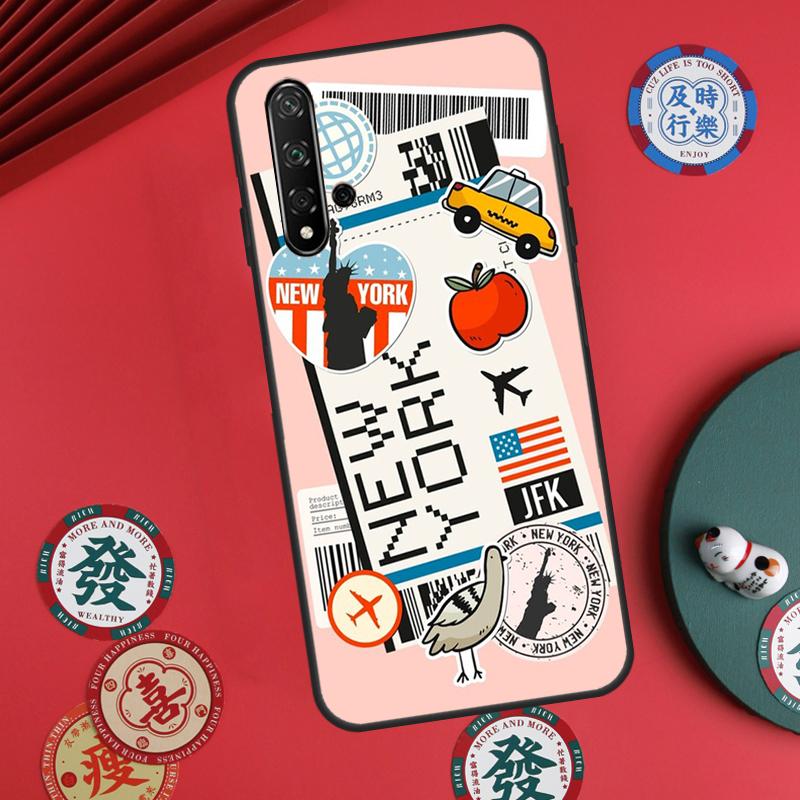 

BOARDING PASS New York Traveltickets For Huawei Nova Y60 Y70 Y90 Y72 Y73 Y61 Y91 7i 8i 11i 12i 12s 9 10 SE P20 P30 P40 Lite Case Huawei Nova Y91