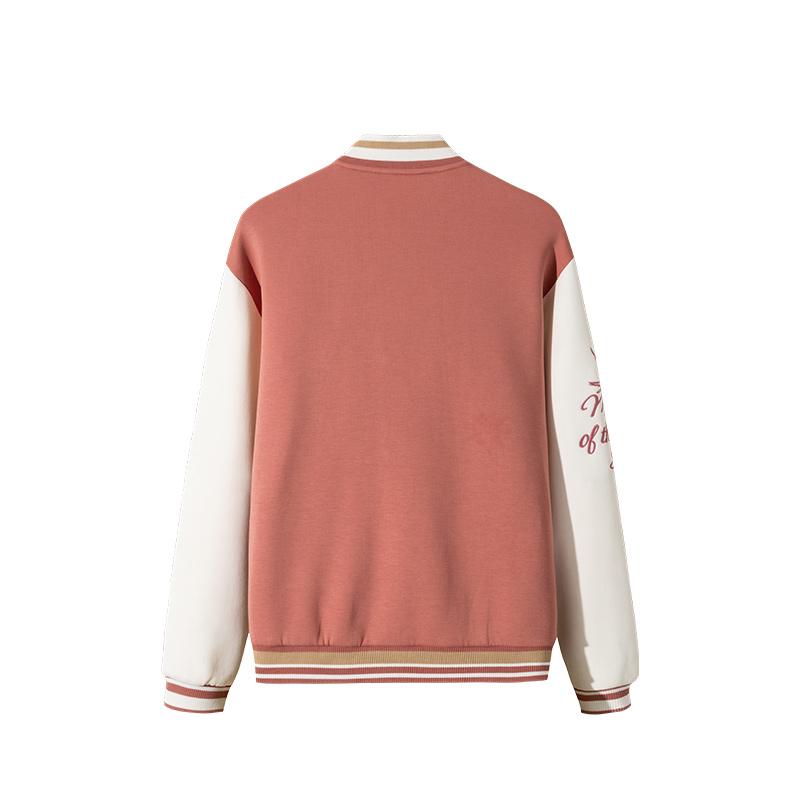 Anta Lifestyle Series Color Block Letter Single Button Comfortable Breathable Loose Baseball Jacket Women Jackets Peony-Pink 162518701S-2