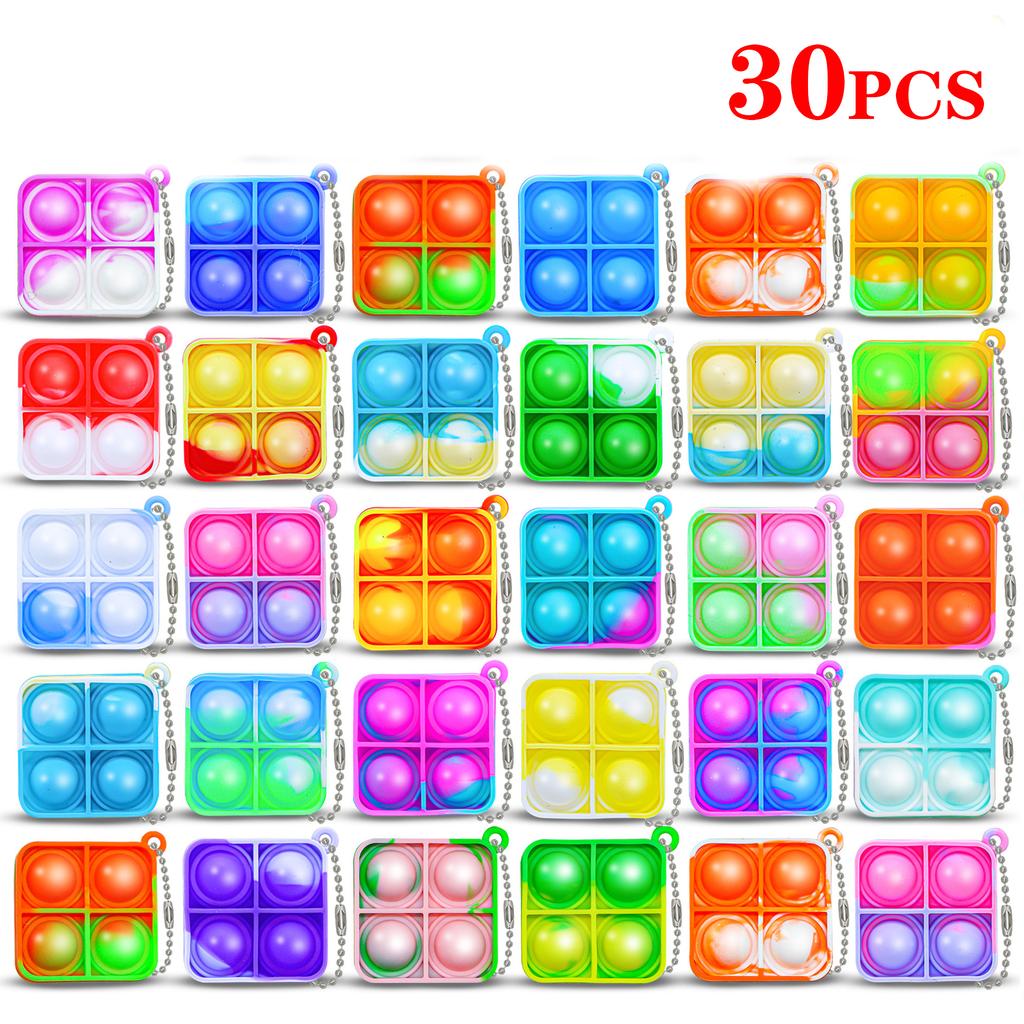 Toys Toys 10/30/50Pcs Pop Keychains Fidget Bulk Push Stress Relief Sensory Classroom Prizes Birthday Party Favors