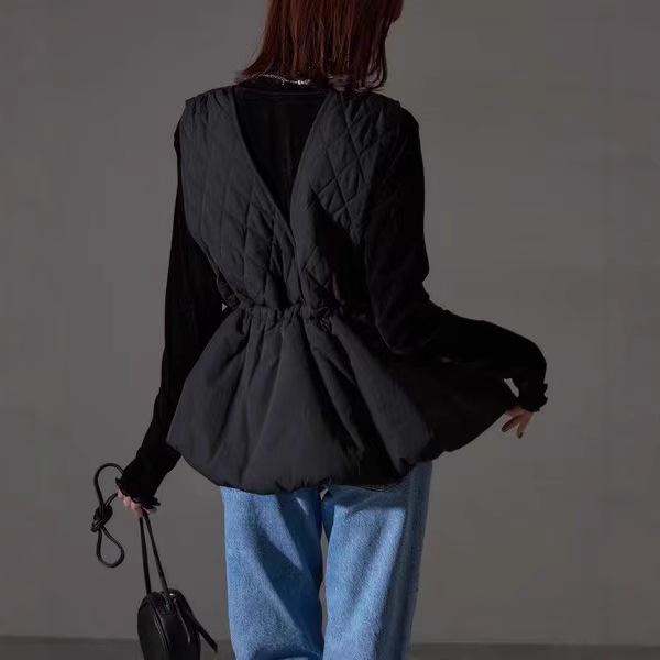 

2025 Sleeveless Cotton Vest with Diamond Pattern One Size