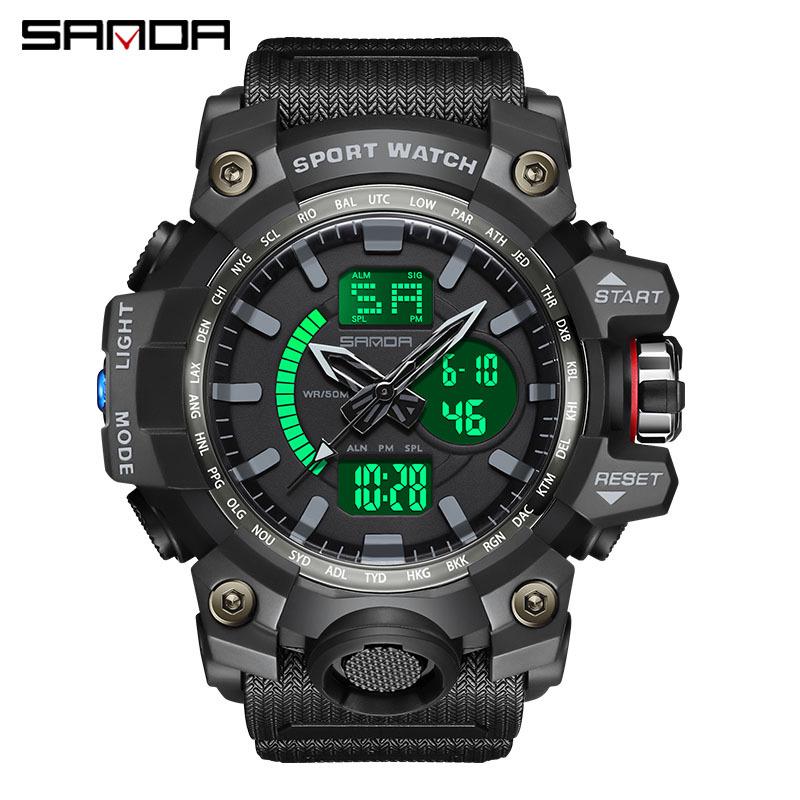 Sanda Men's Multifunctional Waterproof Luminous Sports Watch