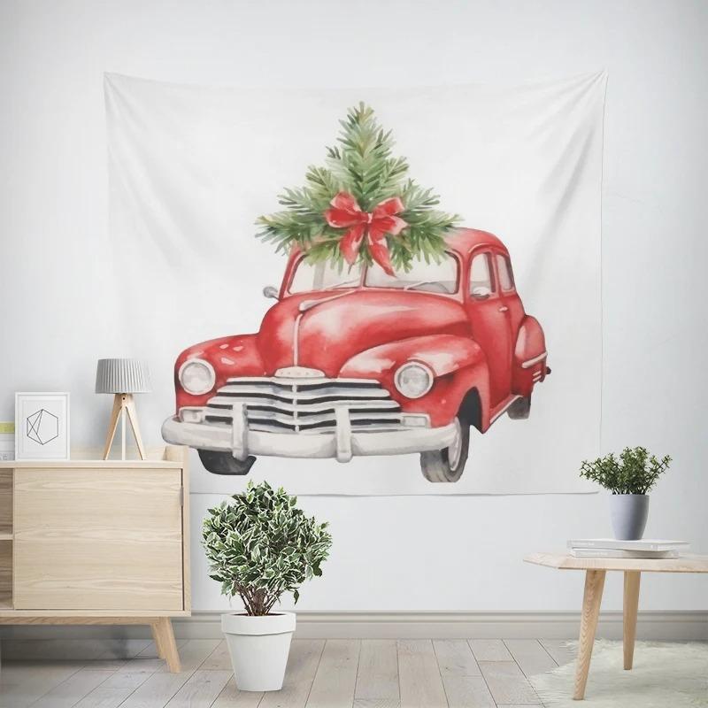 Christmas New Year White Bearded Santa Claus Pattern Living Room Bedroom Decorative Tapestry