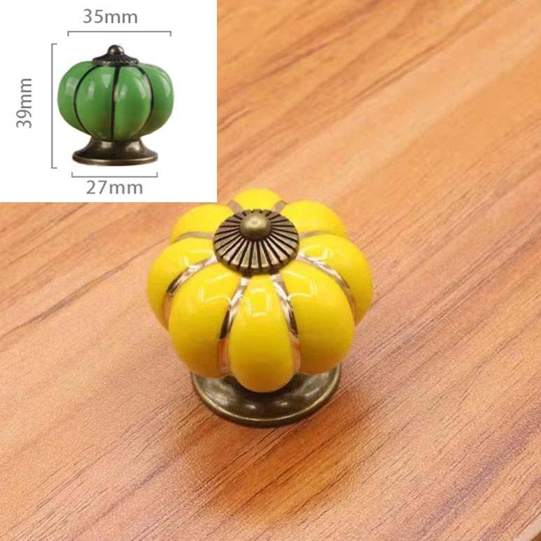 Manopole per Mobili in Ceramica a Forma di Zucca Maniglie per Cassetti con Base Metallica e Viti per Porte di Cucina Armadio Mobili Diametro 35mm